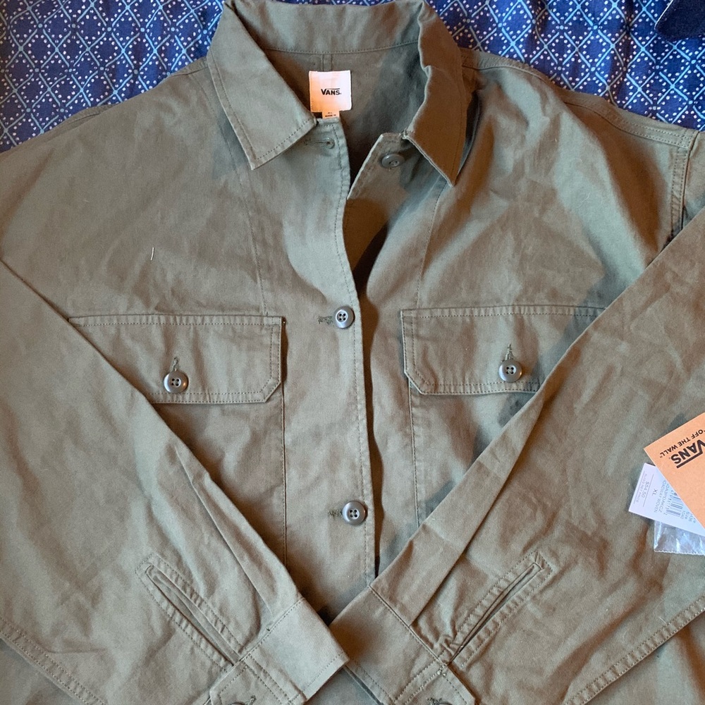 vans green cropped jacket